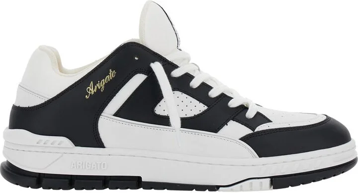 'Area Lo' Black And White Low Top Sneakers With Laminated Leather In Leather Blend Man - Image 3