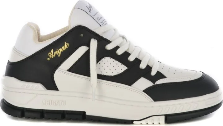 'Area Lo' Black And White Low Top Sneakers With Laminated Leather In Leather Blend Man - Image 4