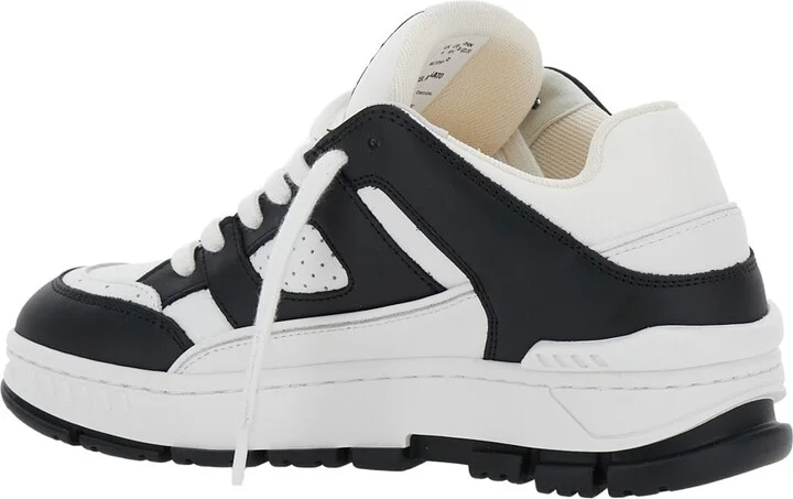 'area Lo' Black And White Low Top Sneakers With Laminated Leather In Leather Blend Woman - Image 3