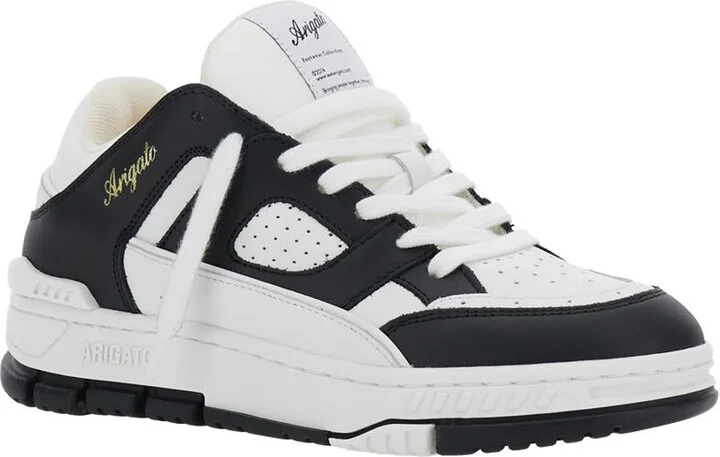 'Area Lo' Black And White Low Top Sneakers With Laminated Leather In Leather Blend Woman - Image 2