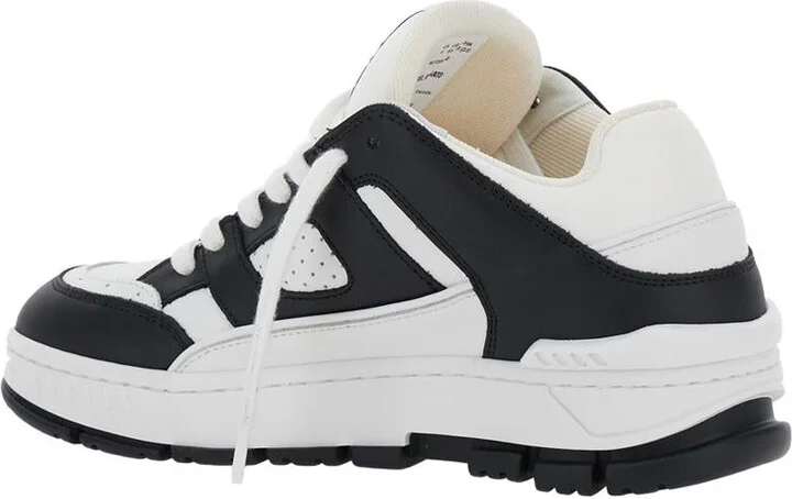 'Area Lo' Black And White Low Top Sneakers With Laminated Leather In Leather Blend Woman - Image 3