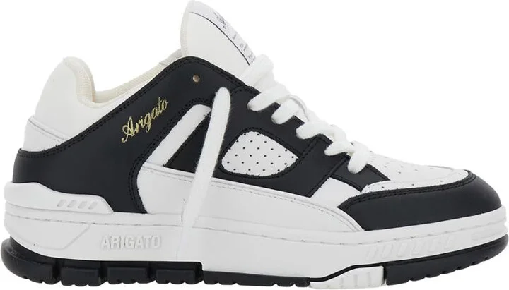 'Area Lo' Black And White Low Top Sneakers With Laminated Leather In Leather Blend Woman