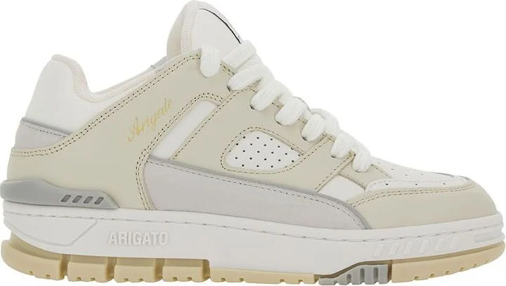 'Area Lo' White And Beige Sneakers With Logo Detail In Leather Blend Woman