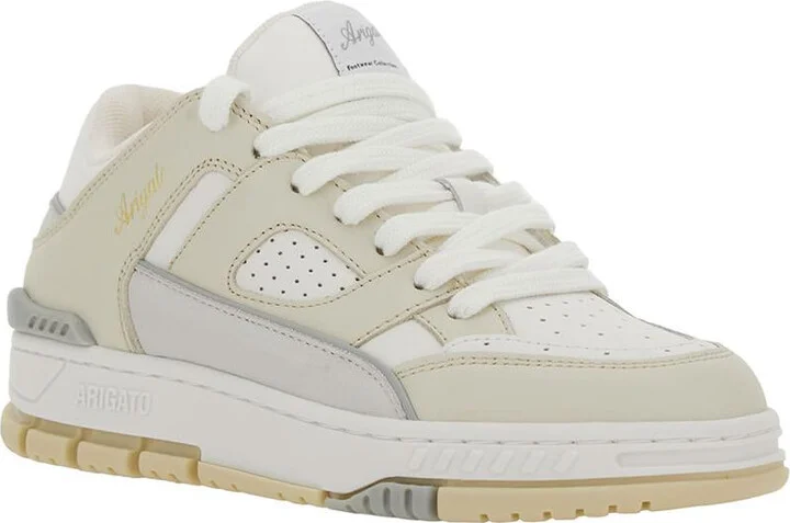 'Area Lo' White And Beige Sneakers With Logo Detail In Leather Blend Woman