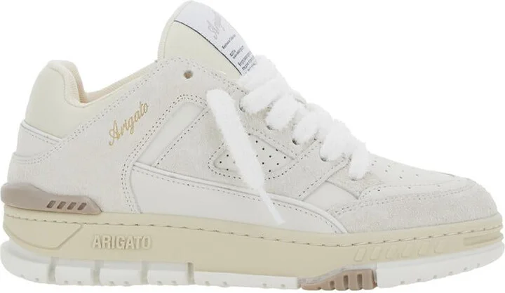 'Area Lo' White Low Top Sneakers With Logo Patch On The Tongue And Chunky Sole In Leather Blend Woman