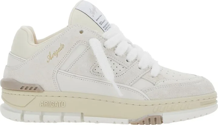 'area Lo' White Low Top Sneakers With Logo Patch On The Tongue And Chunky Sole In Leather Blend Woman