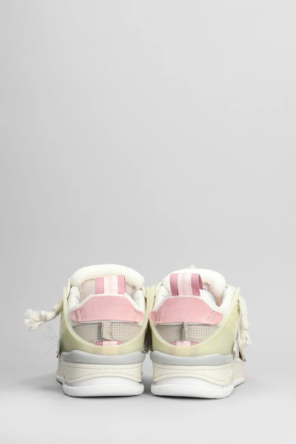Area Patchwork Sneakers In Beige Suede And Fabric - Image 4