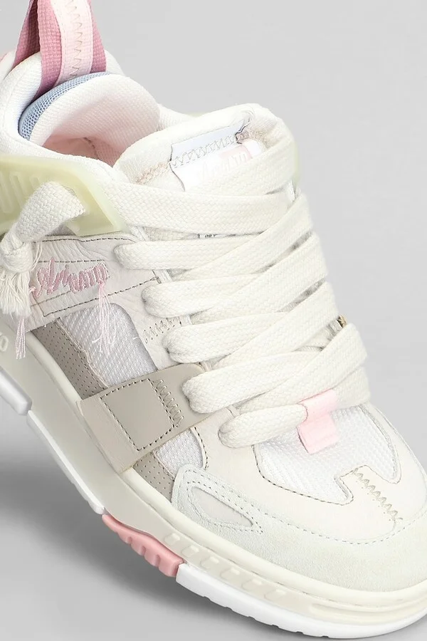 Area Patchwork Sneakers In Beige Suede And Fabric - Image 5