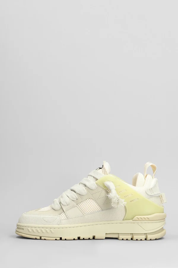 Area Patchwork Sneakers In Beige Suede And Fabric - Image 3