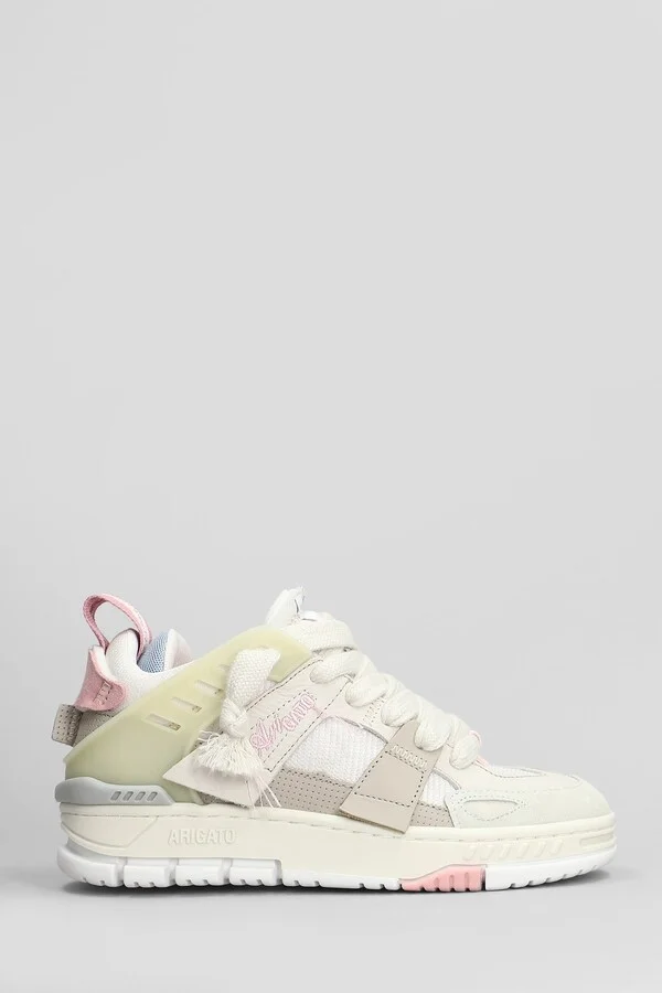 Area Patchwork Sneakers In Beige Suede And Fabric