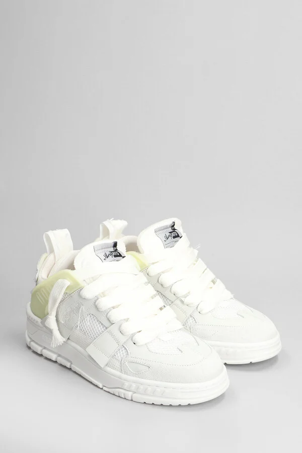 Area Patchwork Sneakers In White Leather And Fabric - Image 2