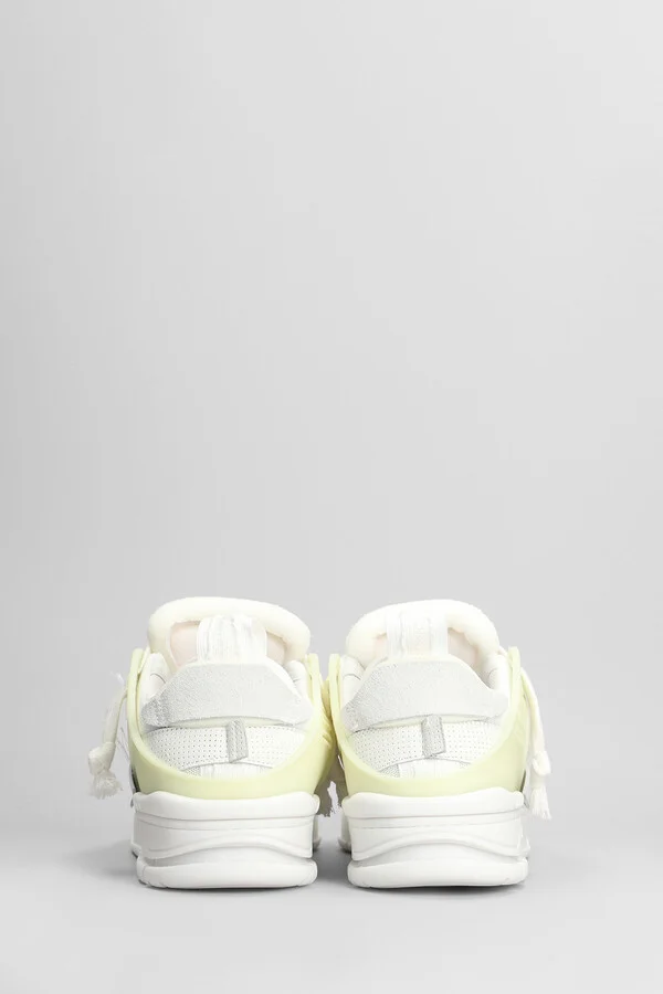 Area Patchwork Sneakers In White Leather And Fabric - Image 4