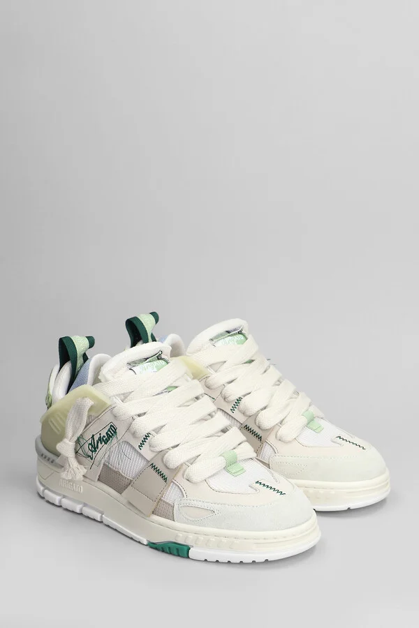 Area Patchwork Sneakers In White Leather And Fabric - Image 2