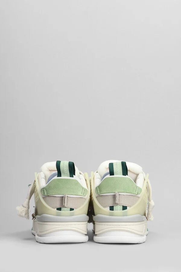Area Patchwork Sneakers In White Leather And Fabric - Image 4