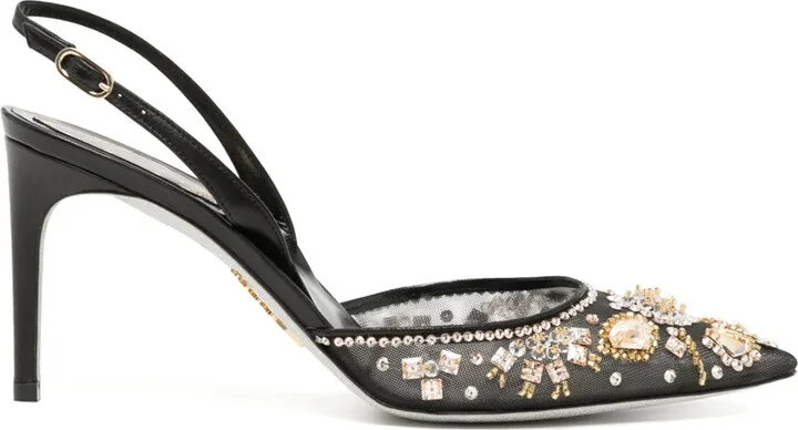 Aretha 70mm crystal-embellished slingback pumps