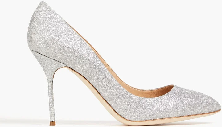 Argento glittered leather pumps