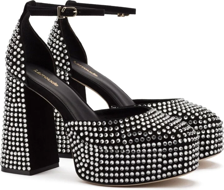 Ari Crystal Pump In Black Suede - Image 2