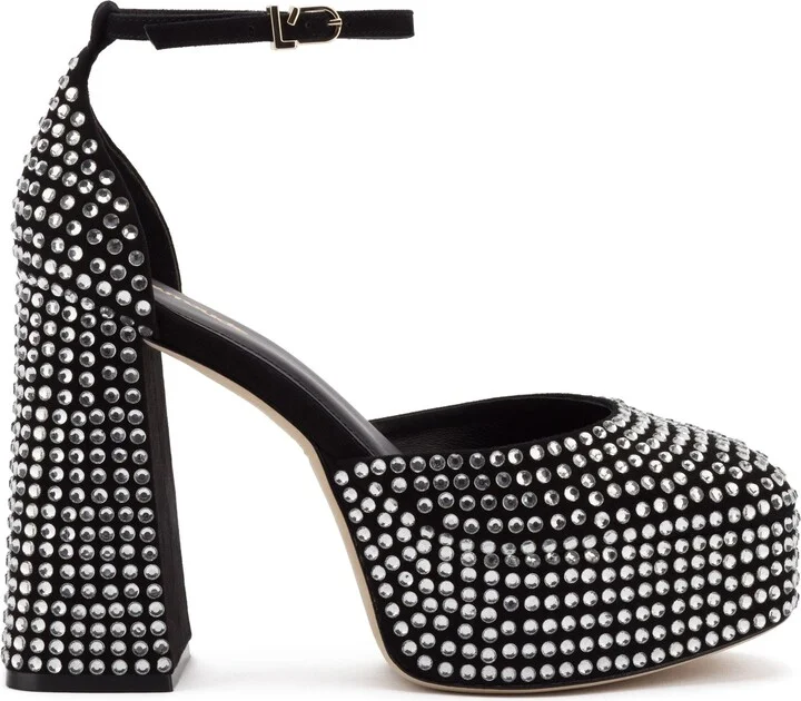 Ari Crystal Pump In Black Suede