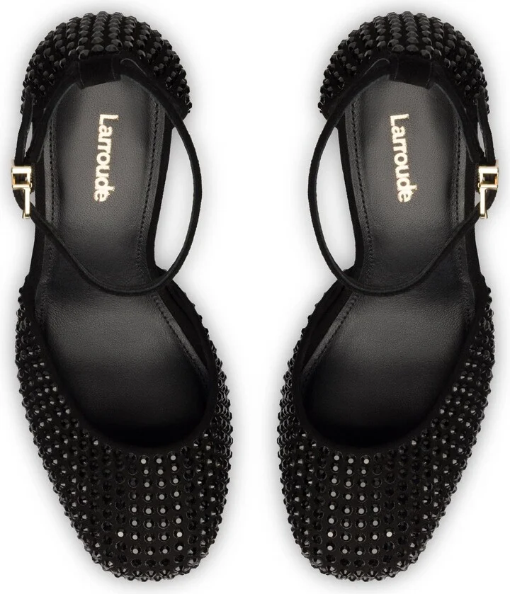 Ari Crystal Pump In Monochrome Black Suede - Image 3