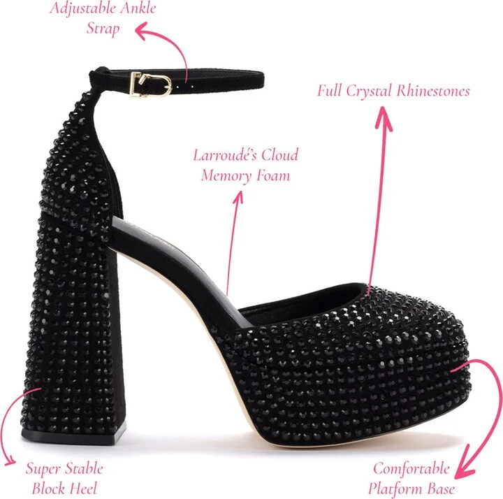 Ari Crystal Pump In Monochrome Black Suede - Image 5