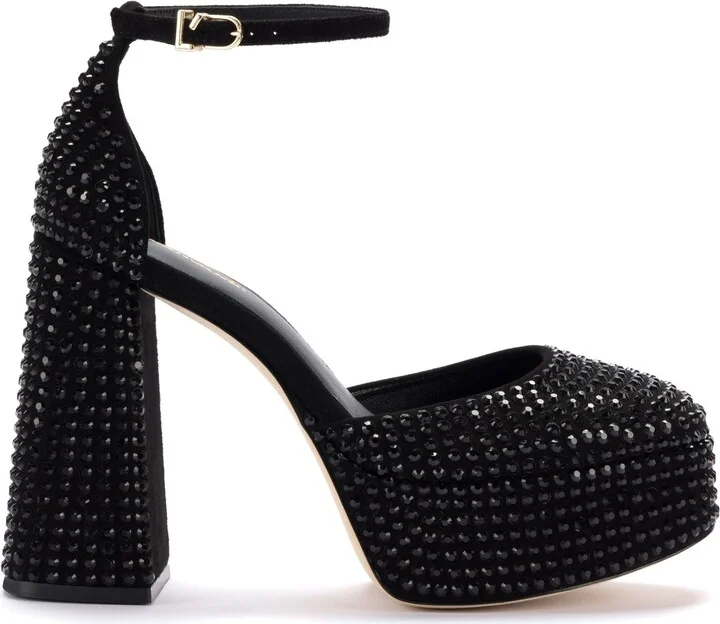 Ari Crystal Pump In Monochrome Black Suede