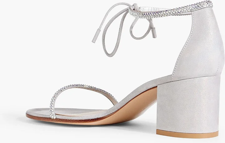 Aria 60 crystal-embellished metallic suede sandals - Image 3
