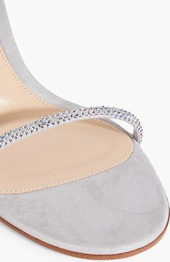 Aria 60 crystal-embellished metallic suede sandals - Image 4