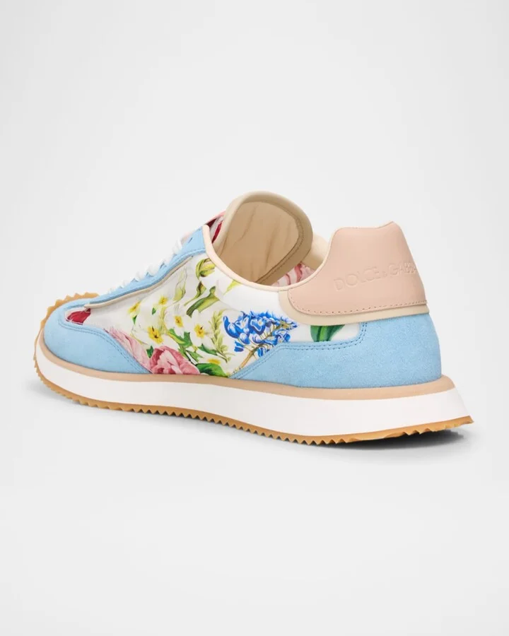 Aria Floral Nylon and Leather Low-Top Sneakers - Image 2