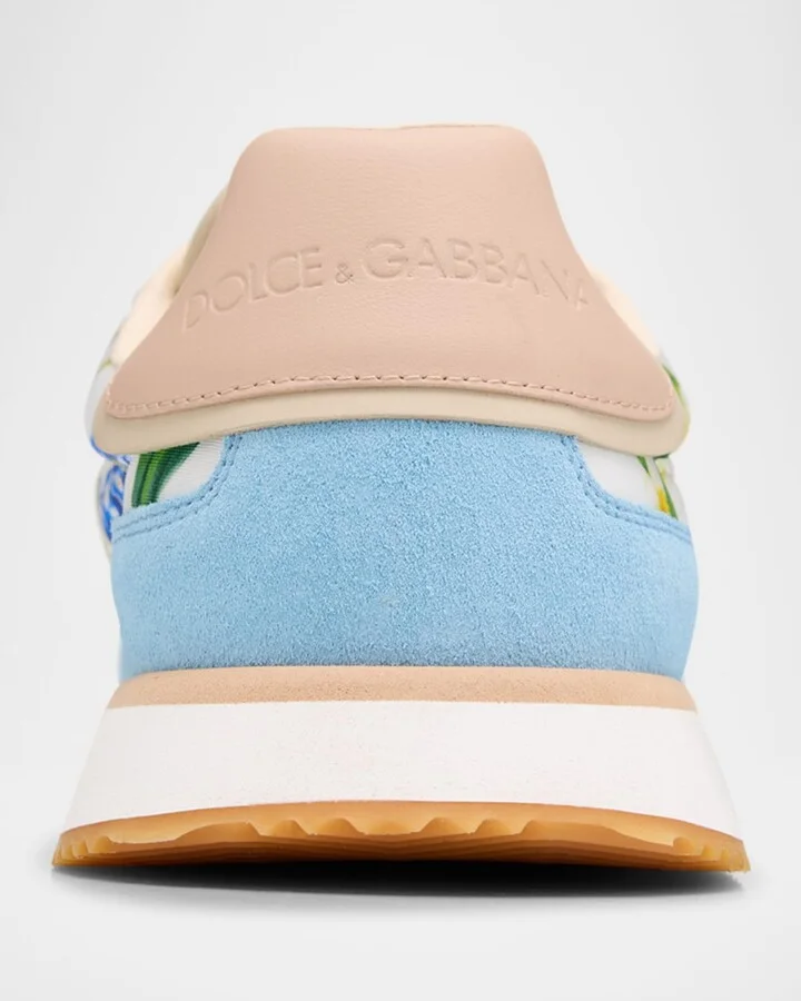 Aria Floral Nylon and Leather Low-Top Sneakers - Image 3