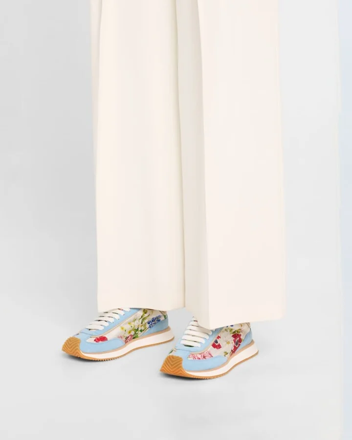 Aria Floral Nylon and Leather Low-Top Sneakers - Image 4