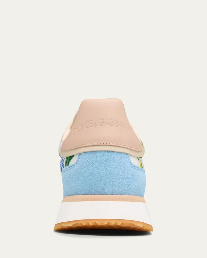 Aria Floral Nylon and Leather Low-Top Sneakers - Image 6