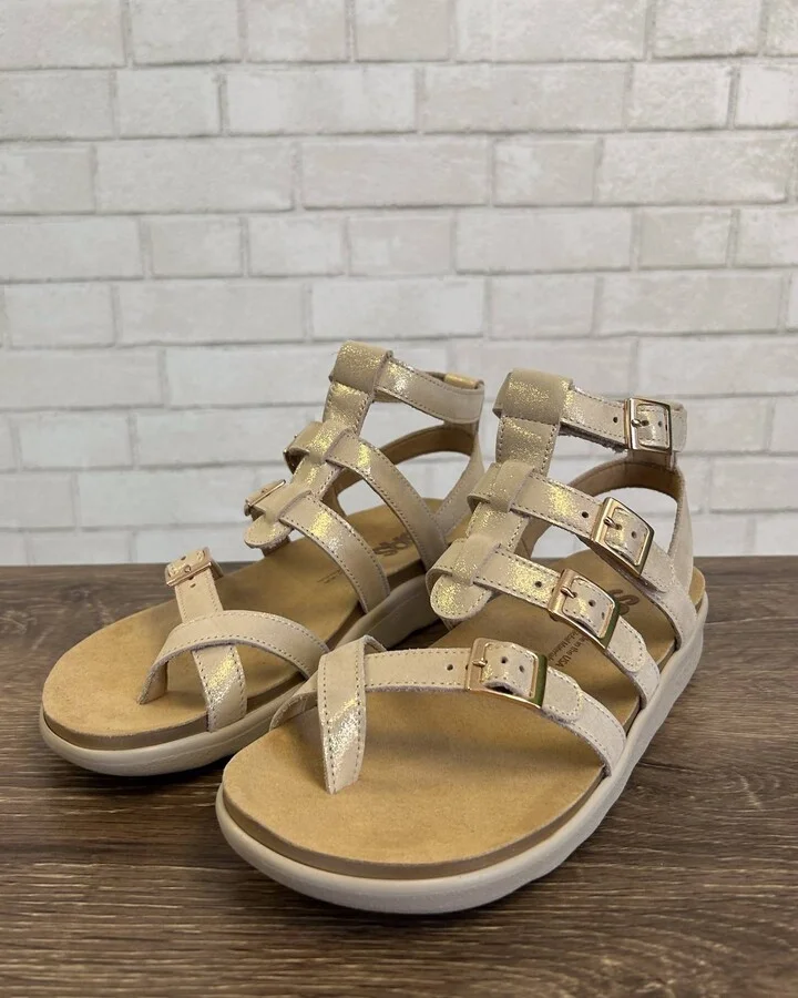 Aria Gladiator Sandals -Wide In Soft Gold