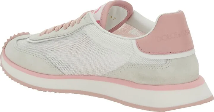 'aria' Pink Running Sneakers With Logo Detail In Suede And Tech Fabric Woman - Image 3