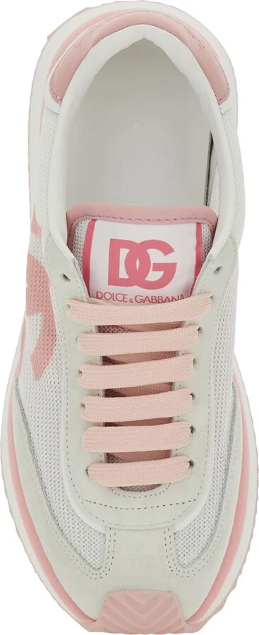 'aria' Pink Running Sneakers With Logo Detail In Suede And Tech Fabric Woman - Image 4