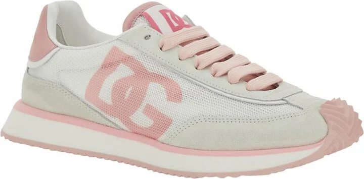 'Aria' Pink Running Sneakers With Logo Detail In Suede And Tech Fabric Woman - Image 2