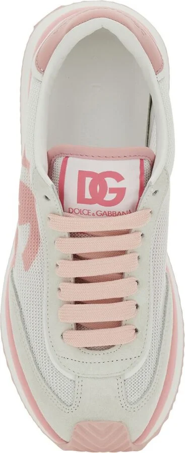 'Aria' Pink Running Sneakers With Logo Detail In Suede And Tech Fabric Woman - Image 4