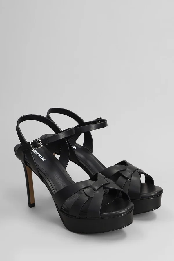 Aria Platform 100 Sandals In Black Leather - Image 2