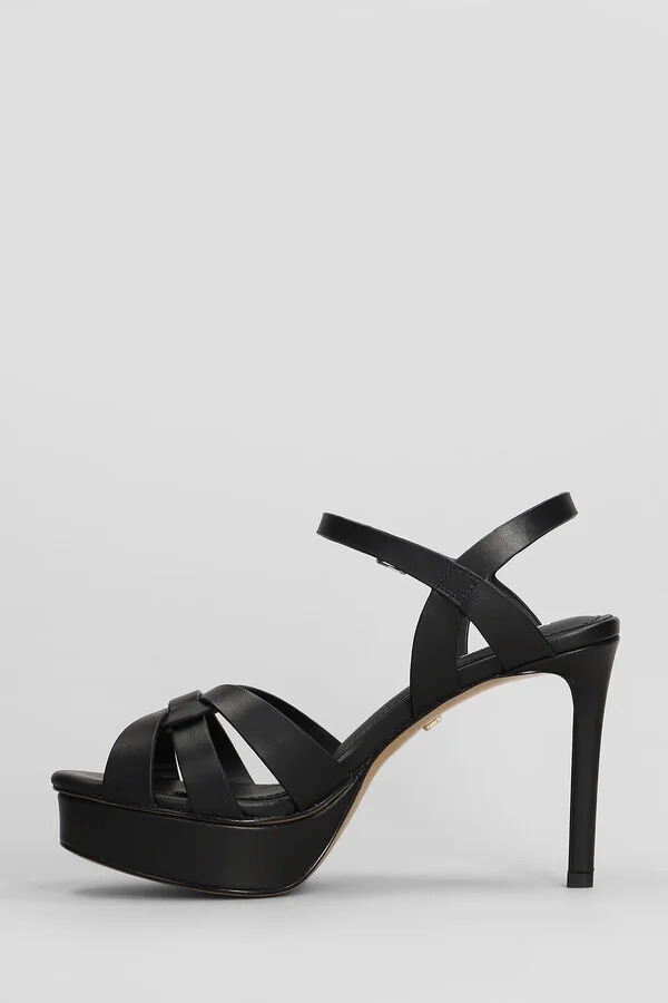 Aria Platform 100 Sandals In Black Leather - Image 3