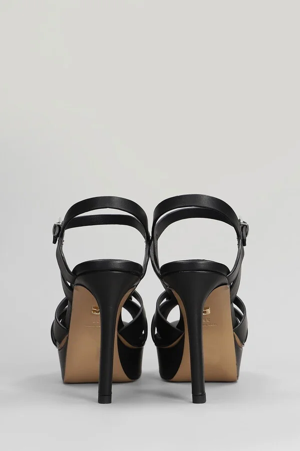 Aria Platform 100 Sandals In Black Leather - Image 4