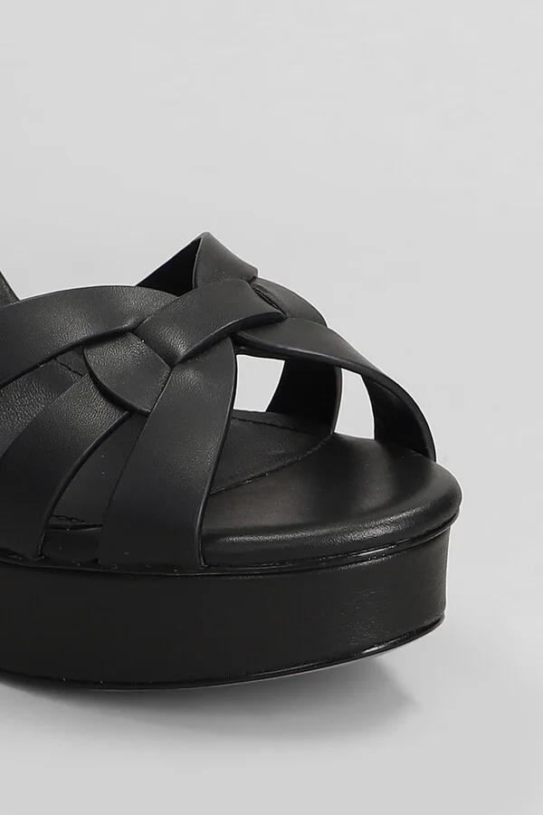 Aria Platform 100 Sandals In Black Leather - Image 5