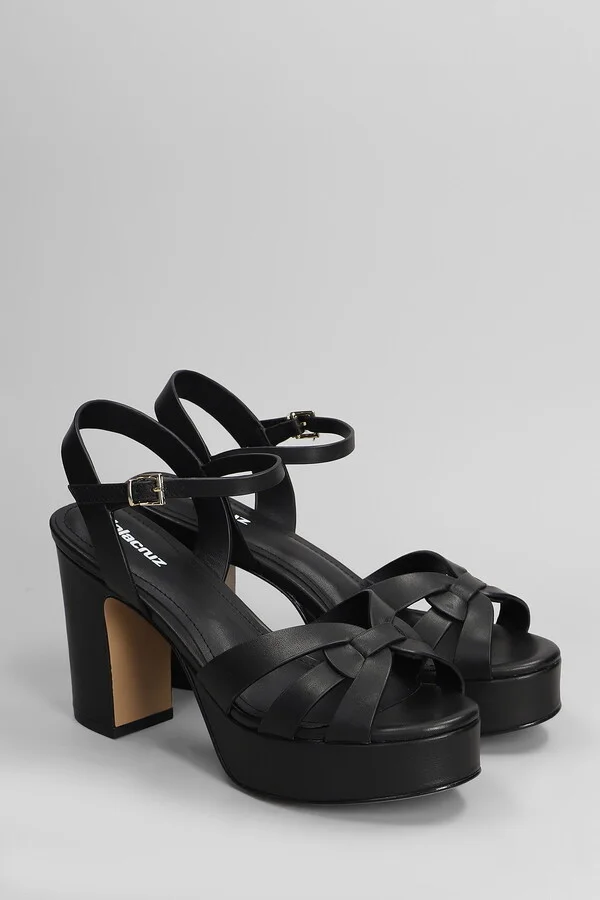 Aria Platform 95 Sandals In Black Leather - Image 2