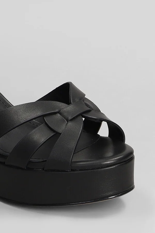 Aria Platform 95 Sandals In Black Leather - Image 5
