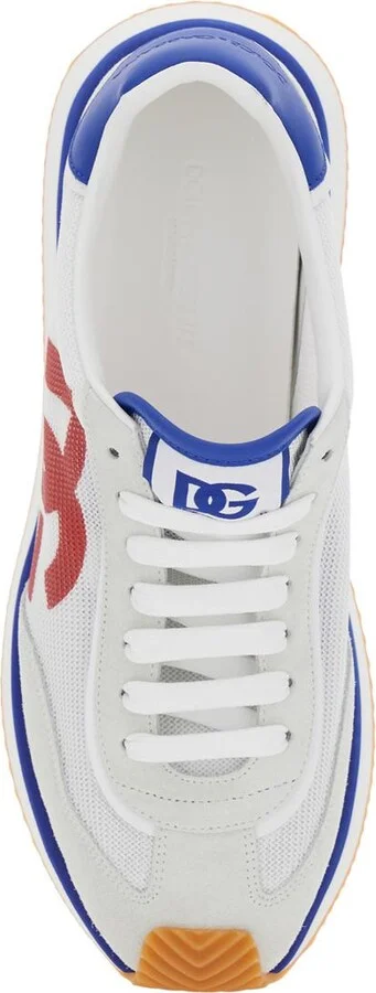 'Aria' White Running Sneakers With Logo Detail In Suede And Tech Fabric Man - Image 4