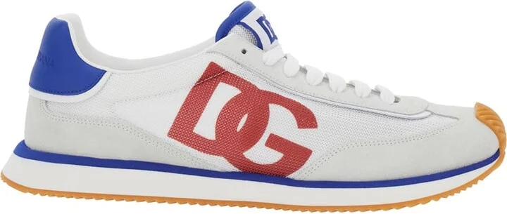 'aria' White Running Sneakers With Logo Detail In Suede And Tech Fabric Man