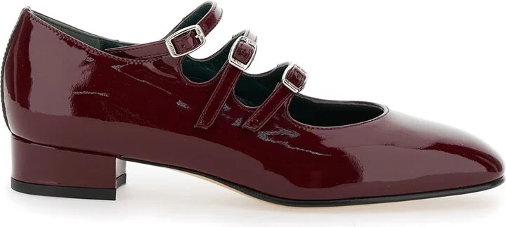 'ariana' Bordeaux Pumps With Buckle Strap Closure In Patent Leather Woman