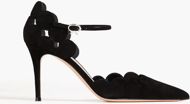 Ariana laser-cut suede pumps