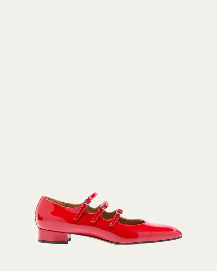 Ariana Patent Buckle-Trio Ballerina Pumps
