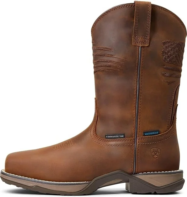 Ariat Anthem Patriot Waterproof Composite Toe Work Boot Women's Shoes Distressed Brown : 6 B - Medium, Leather - Image 4