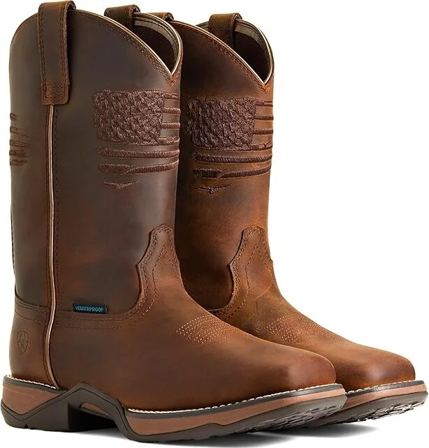 Ariat Anthem Patriot Waterproof Composite Toe Work Boot Women's Shoes Distressed Brown : 6 B - Medium, Leather