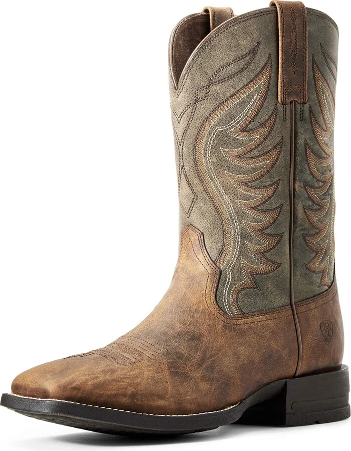 ARIAT BMVY9 Mens Amos Western Boot Sorrel Crunch/Army Green 10.5